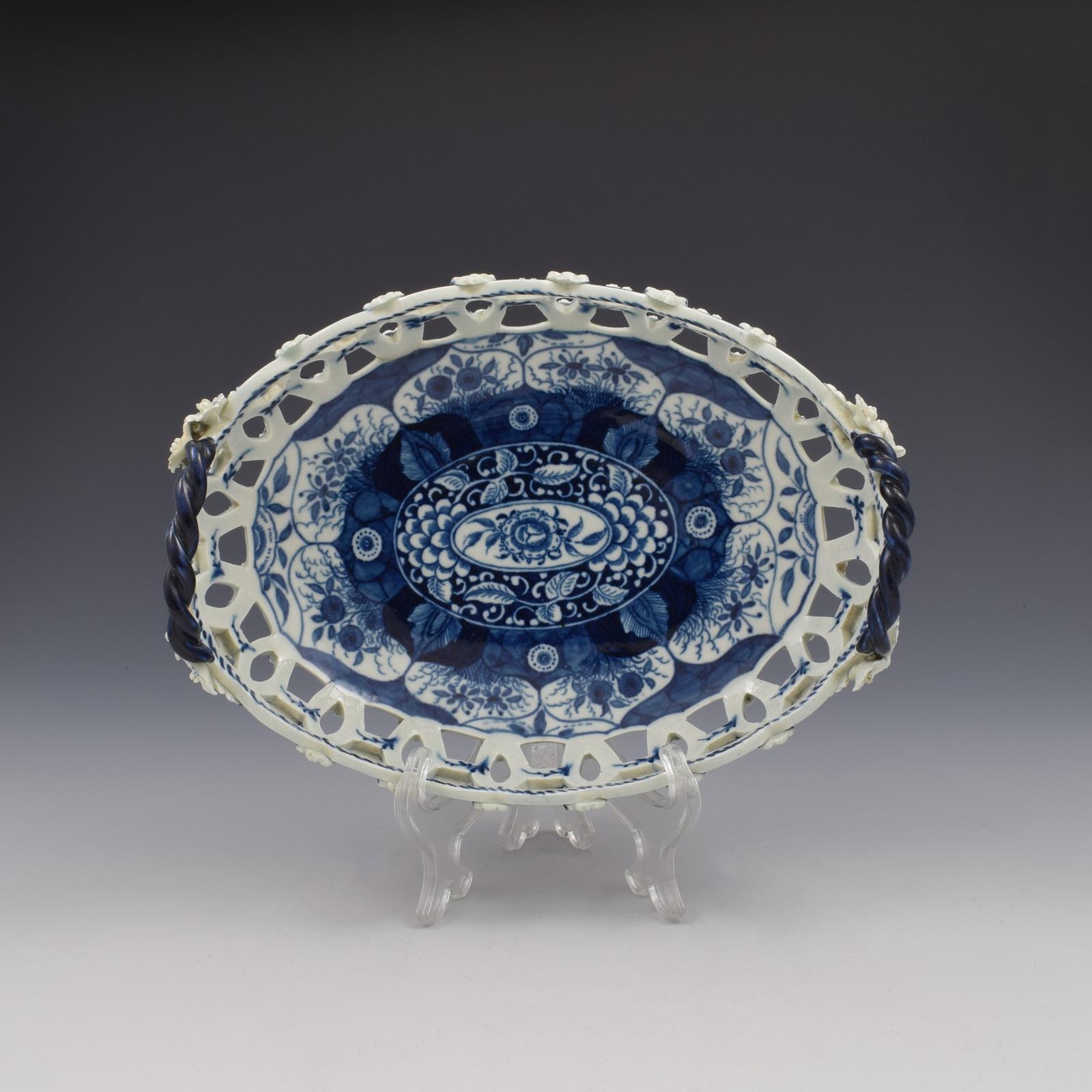 First Period Worcester Porcelain K'ang Hsi Lotus Basket c.1770 (1 of 7)