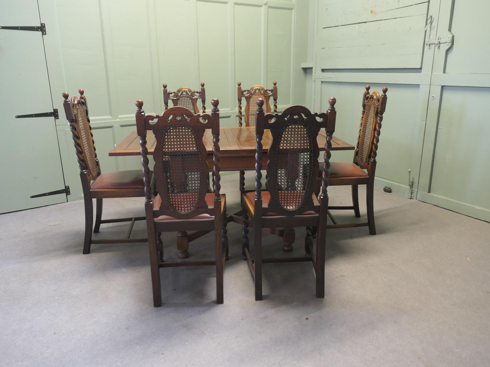 Oak Barley Twist Draw Leaf Table and Set of 6 Chairs (1 of 6) Oak Barley Twist Draw Leaf Table and Set of 6 Chairs (1 of 6)