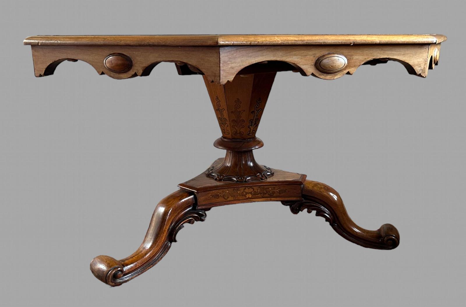 19th Century Octagonal Belgian Walnut Centre Table / Dining Table (1 of 5)