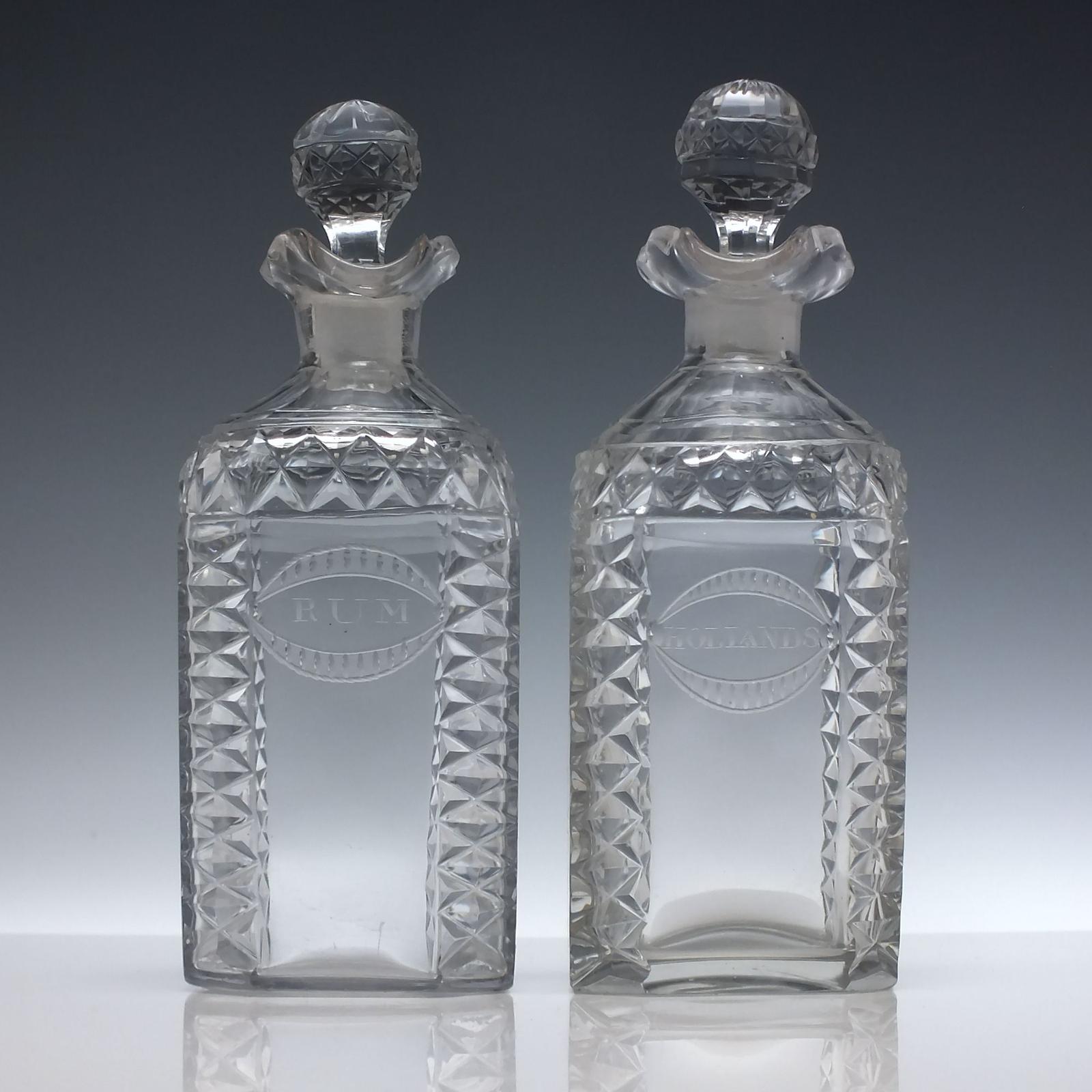 Pair 19th Century Glass Spirit Decanters C1830 (1 of 8)