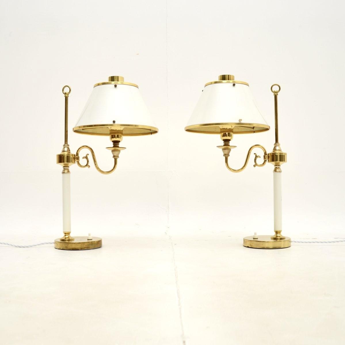 Pair of Vintage Swedish Brass & Tole Table Lamps by Borens (1 of 11)