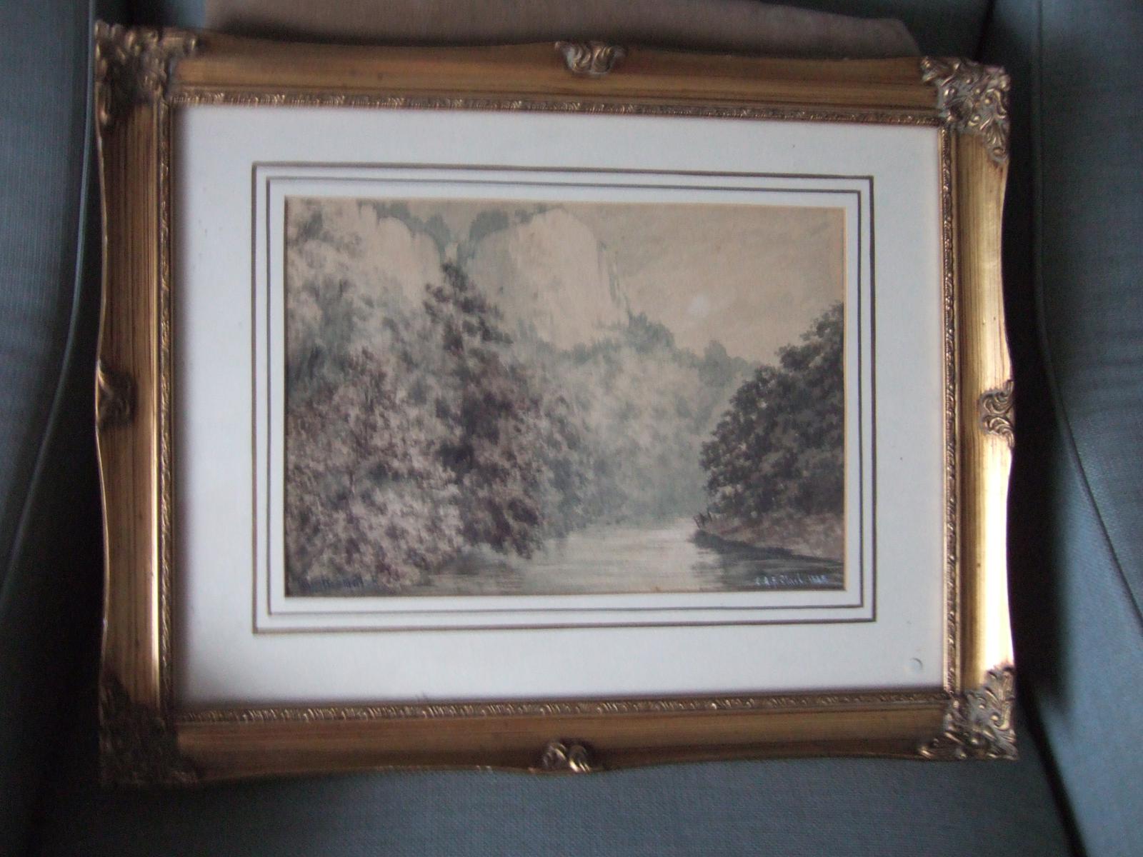 EAF Clark Watercolour of High Tor, Matlock, Derbyshire Dated 1882 (1 of 4)