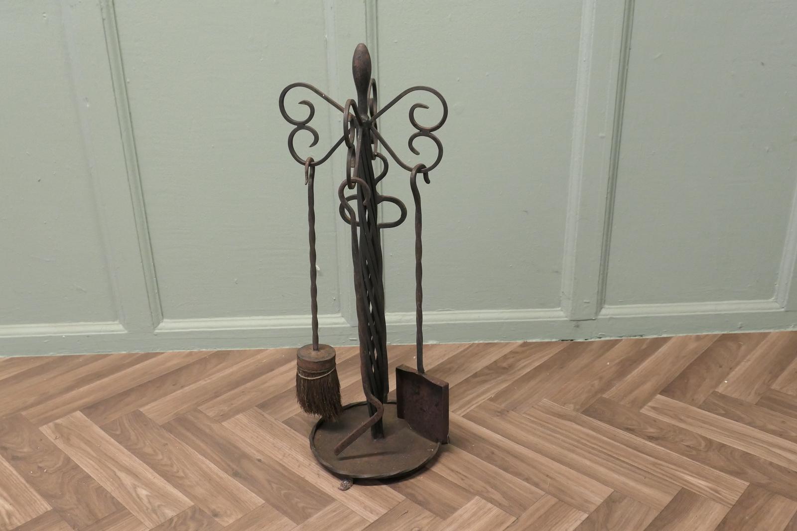 Round Wrought Iron Fireside Companion Tool Set (1 of 5)