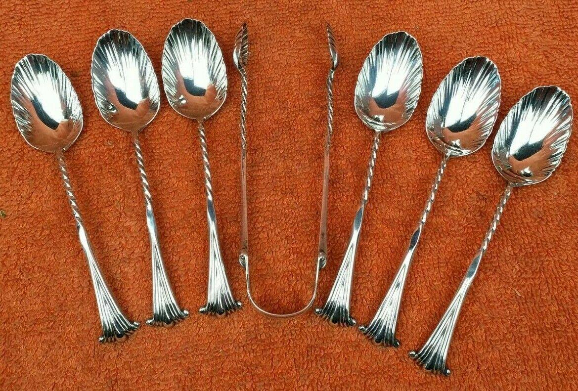 Antique Sterling Silver Hallmarked 1887 Onslow 6 x Tea Spoons & Tongs , Josiah Williams & Co, London (1 of 10) Antique Sterling Silver Hallmarked 1887 Onslow 6 x Tea Spoons & Tongs , Josiah Williams & Co, London (1 of 10)