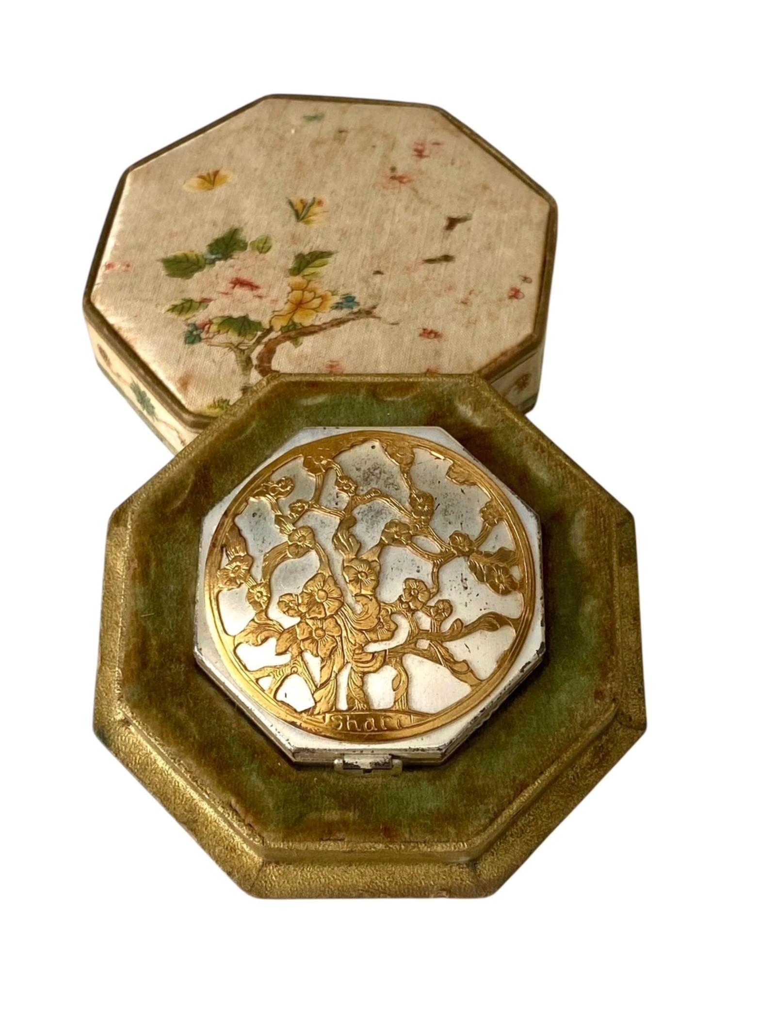 Art Deco Shari Langlois Double Vanity Powder & Rouge Compact in Original Silk Box c.1920 (1 of 10)