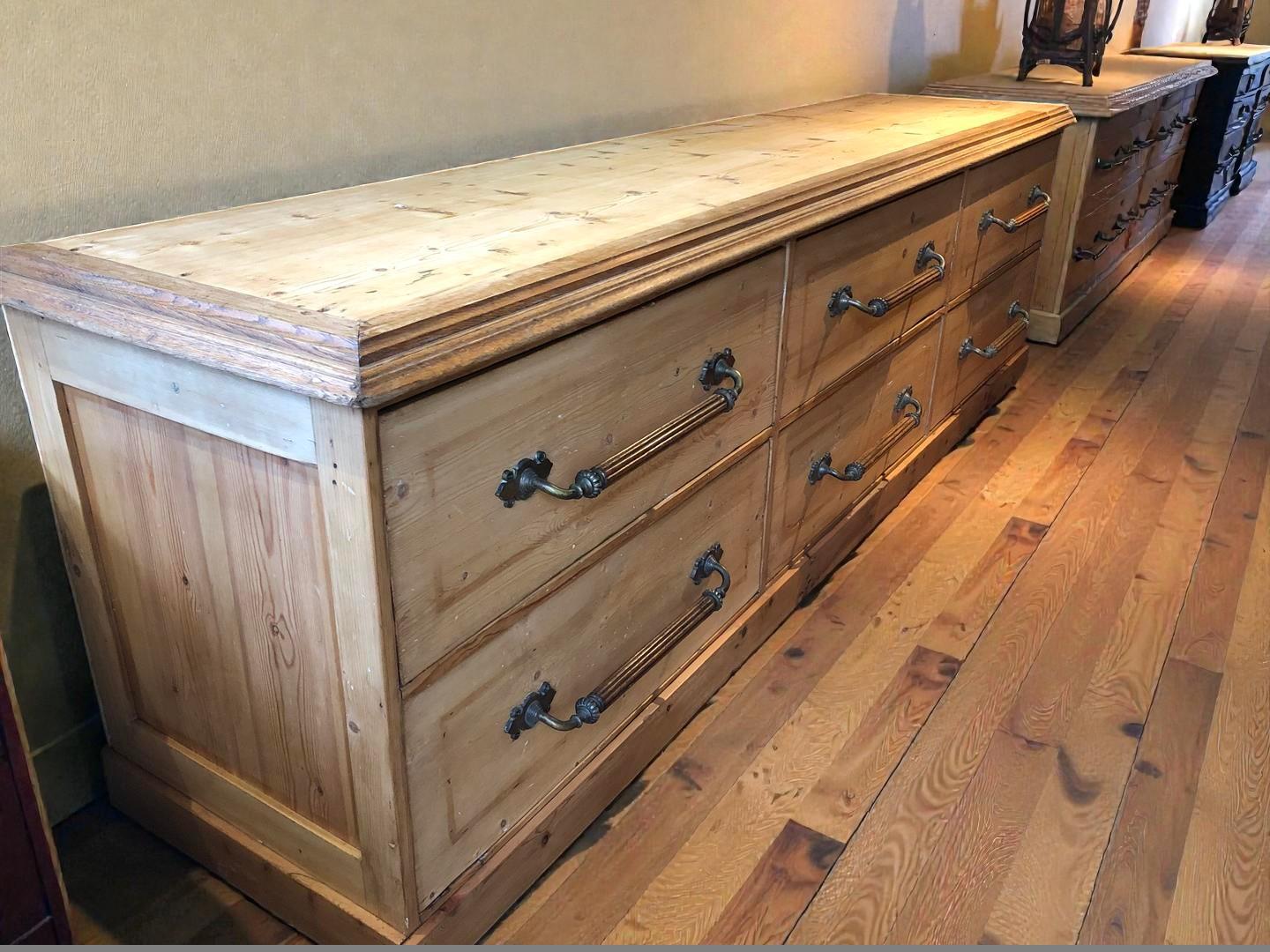 Very Long Large Antique Pine Chest of Drawers Counter (1 of 18)
