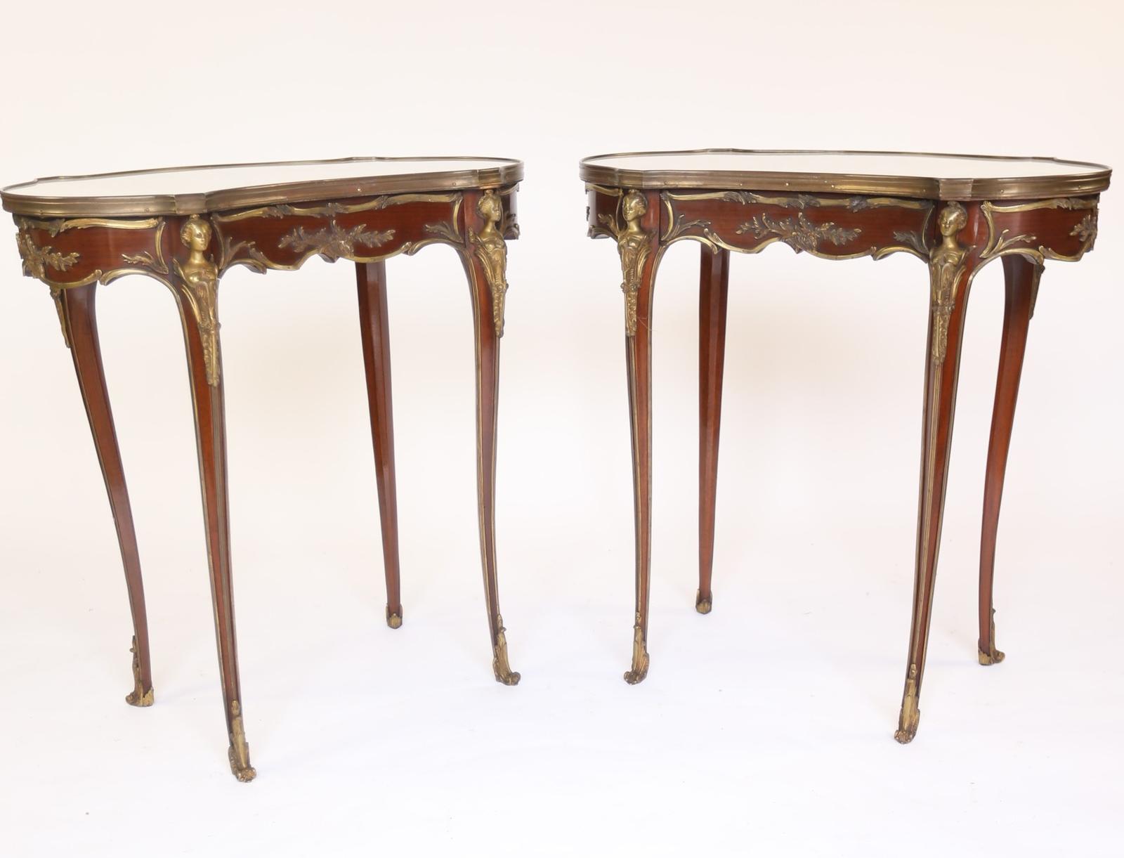 Fine Pair of French Amaranth, Marble & Gilt Lamp Tables (1 of 16) Fine Pair of French Amaranth, Marble & Gilt Lamp Tables (1 of 16)