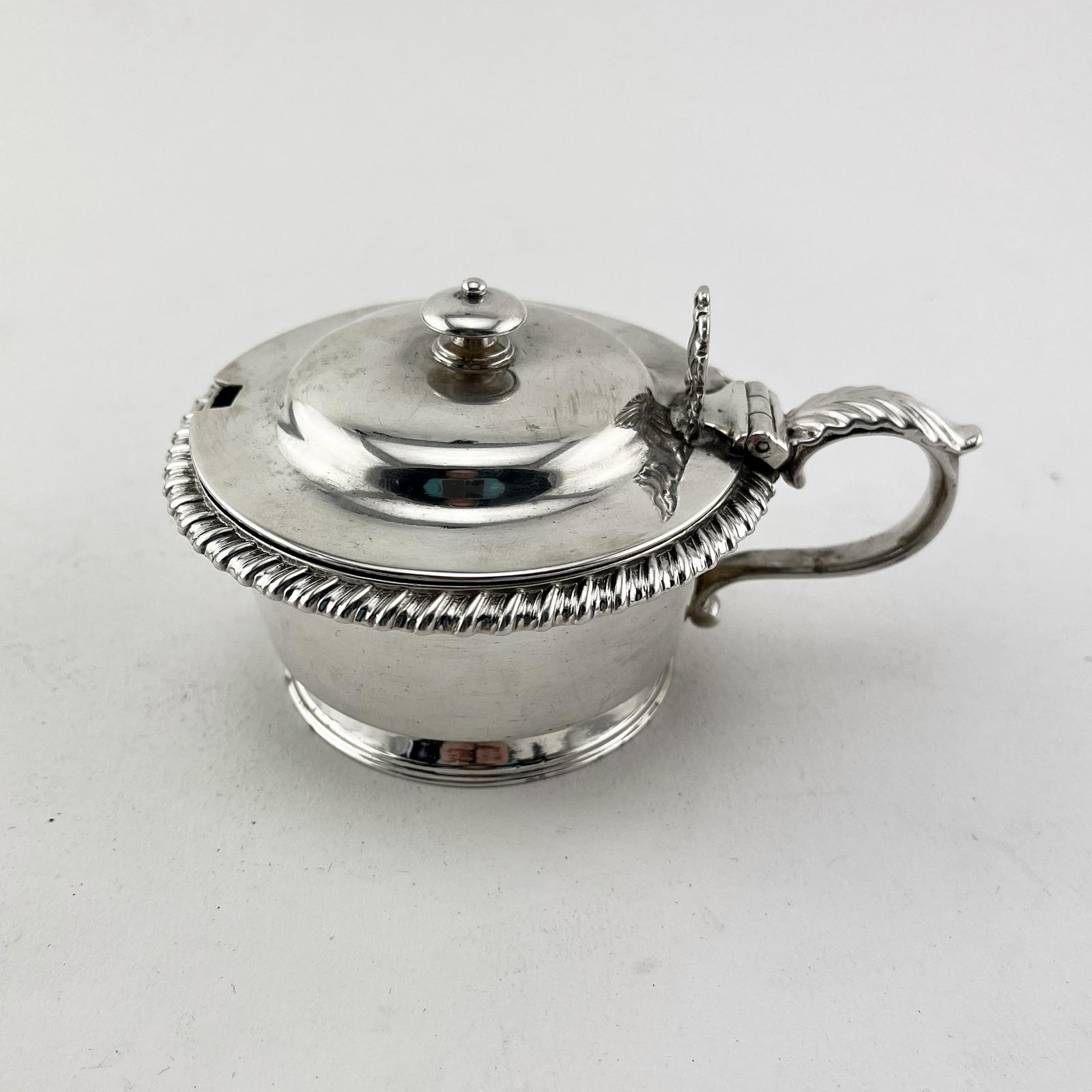 Sterling Silver Mustard Pot with Bristol Blue Glass Liner (1 of 7)