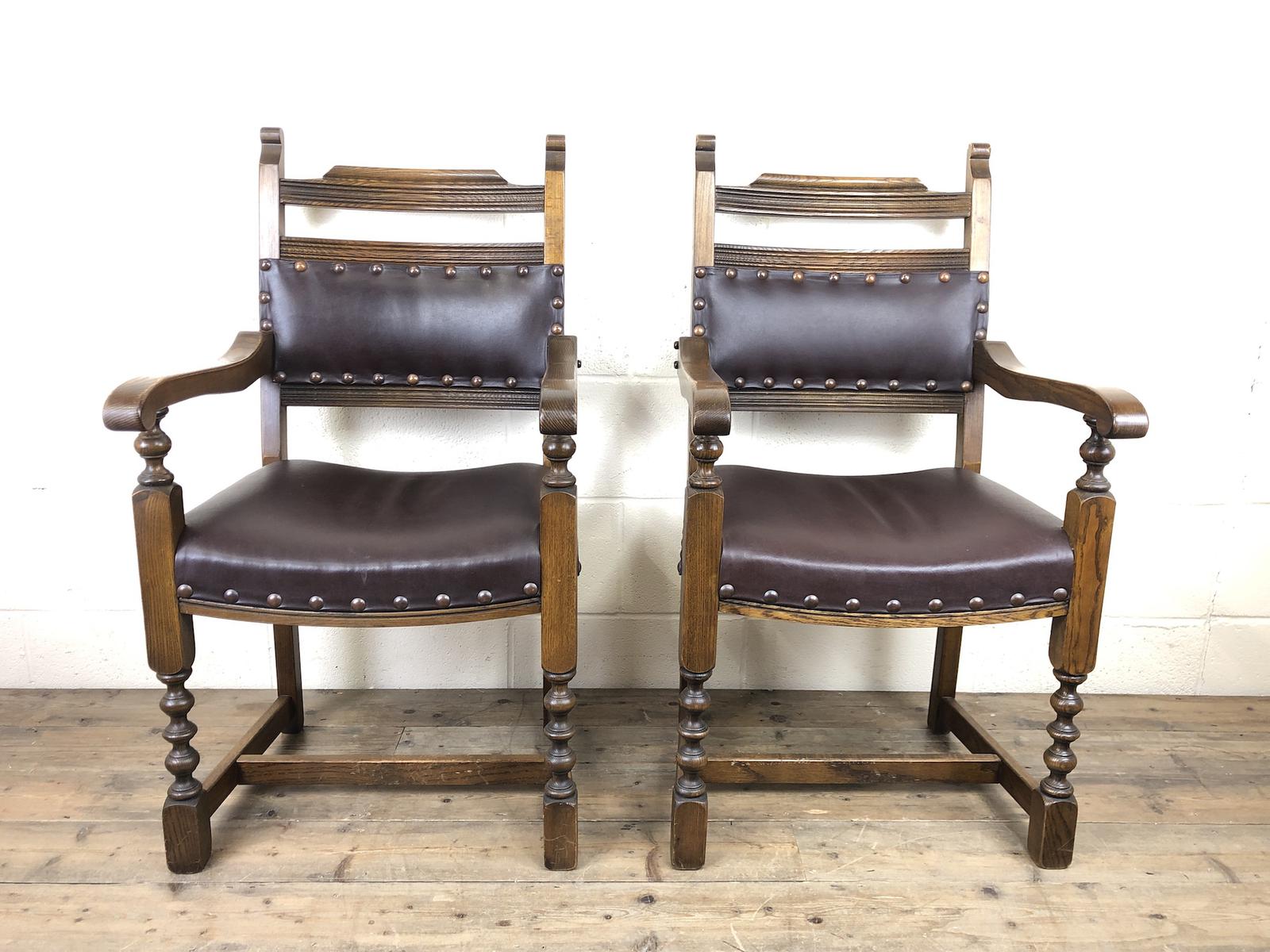 Pair of Mid 20th Century Oak Armchairs (1 of 8) Pair of Mid 20th Century Oak Armchairs (1 of 8)