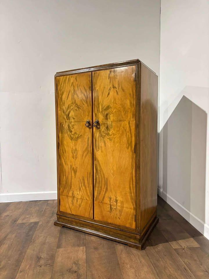 Art Deco Walnut Gents Fitted Wardrobe (1 of 17)