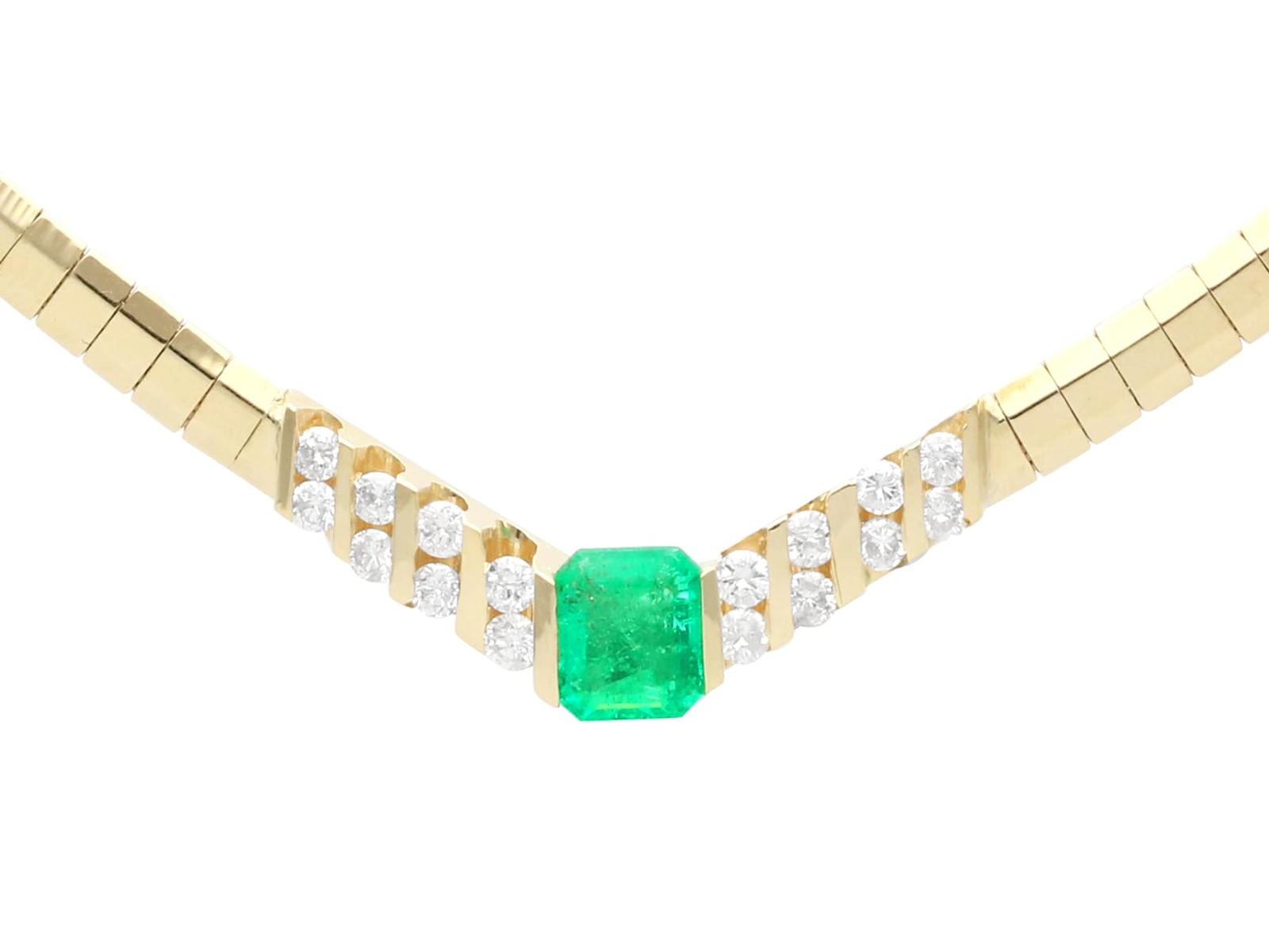 Vintage 0.95ct Emerald & 0.45ct Diamond, 14ct Yellow Gold Collarette (1 of 10) Vintage 0.95ct Emerald & 0.45ct Diamond, 14ct Yellow Gold Collarette (1 of 10)
