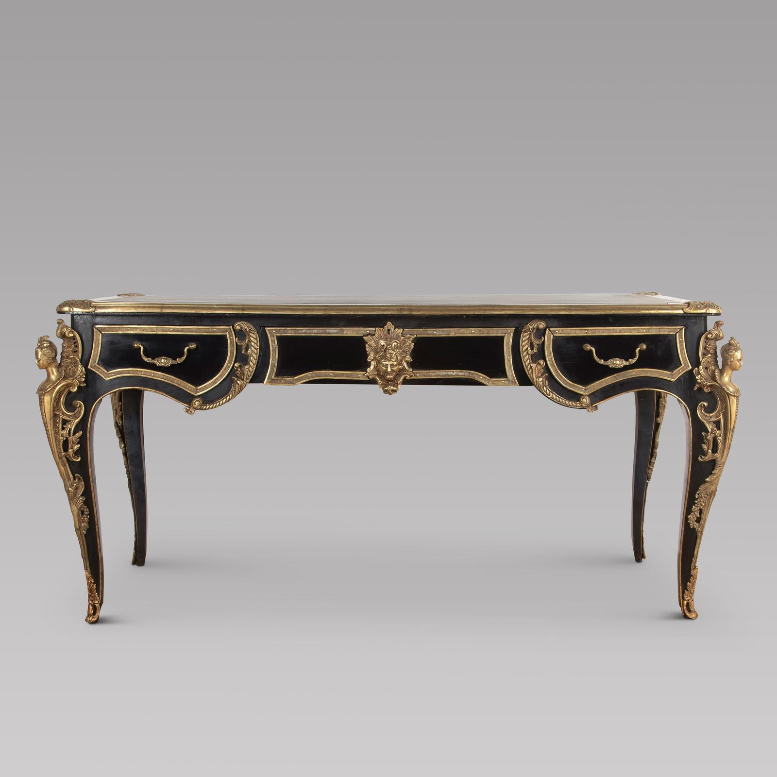 French 20th Century Ebonised Bureau Plat (1 of 4) French 20th Century Ebonised Bureau Plat (1 of 4)