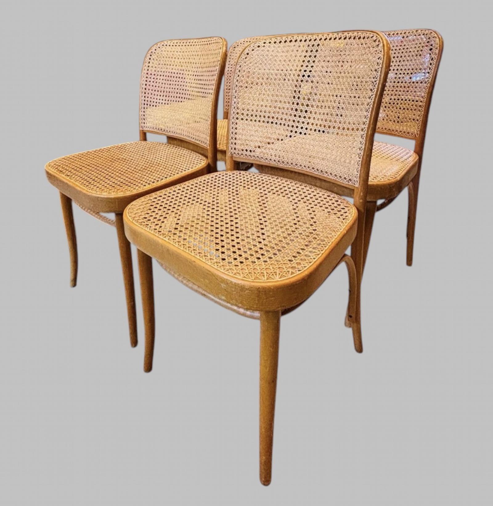 Set of Four Thonet No. 811 'Prague Chairs' Bentwood & Cane Dining Chairs (1 of 5) Set of Four Thonet No. 811 'Prague Chairs' Bentwood & Cane Dining Chairs (1 of 5)