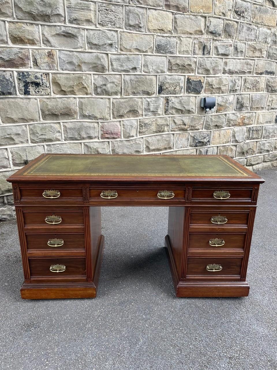 Antique Walnut Pedestal Writing Desk (1 of 15)