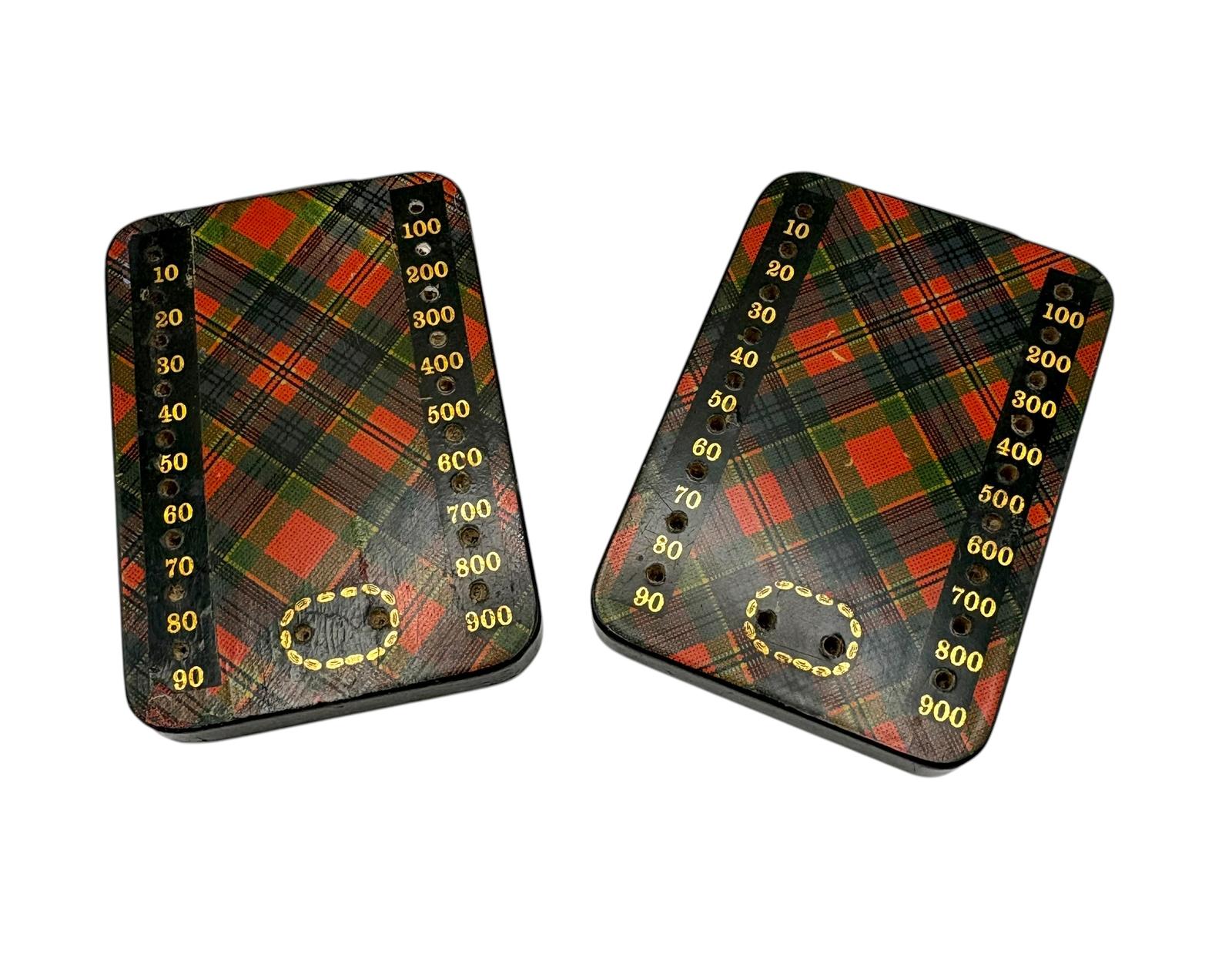 Pair of Victorian Scottish Tartan-covered Bezique Score Markers (1 of 5) Pair of Victorian Scottish Tartan-covered Bezique Score Markers (1 of 5)