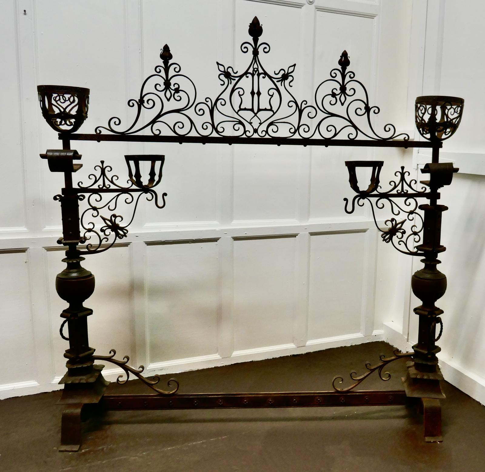 French Gothic Wrought Iron Manor House Fire Surround (1 of 10)