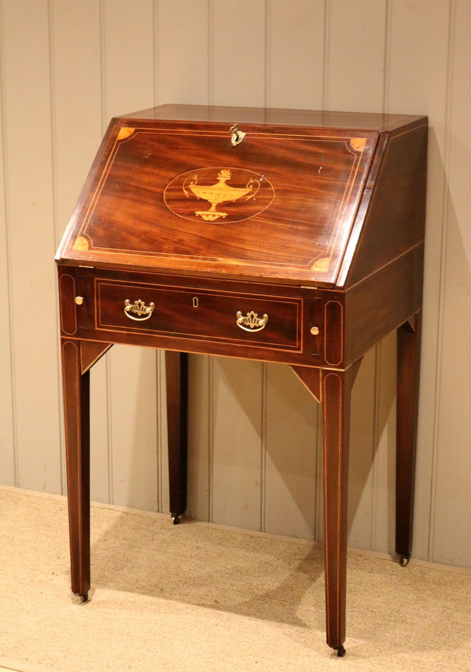 19th Century Mahogany Inlaid Bureau (1 of 13) 19th Century Mahogany Inlaid Bureau (1 of 13)