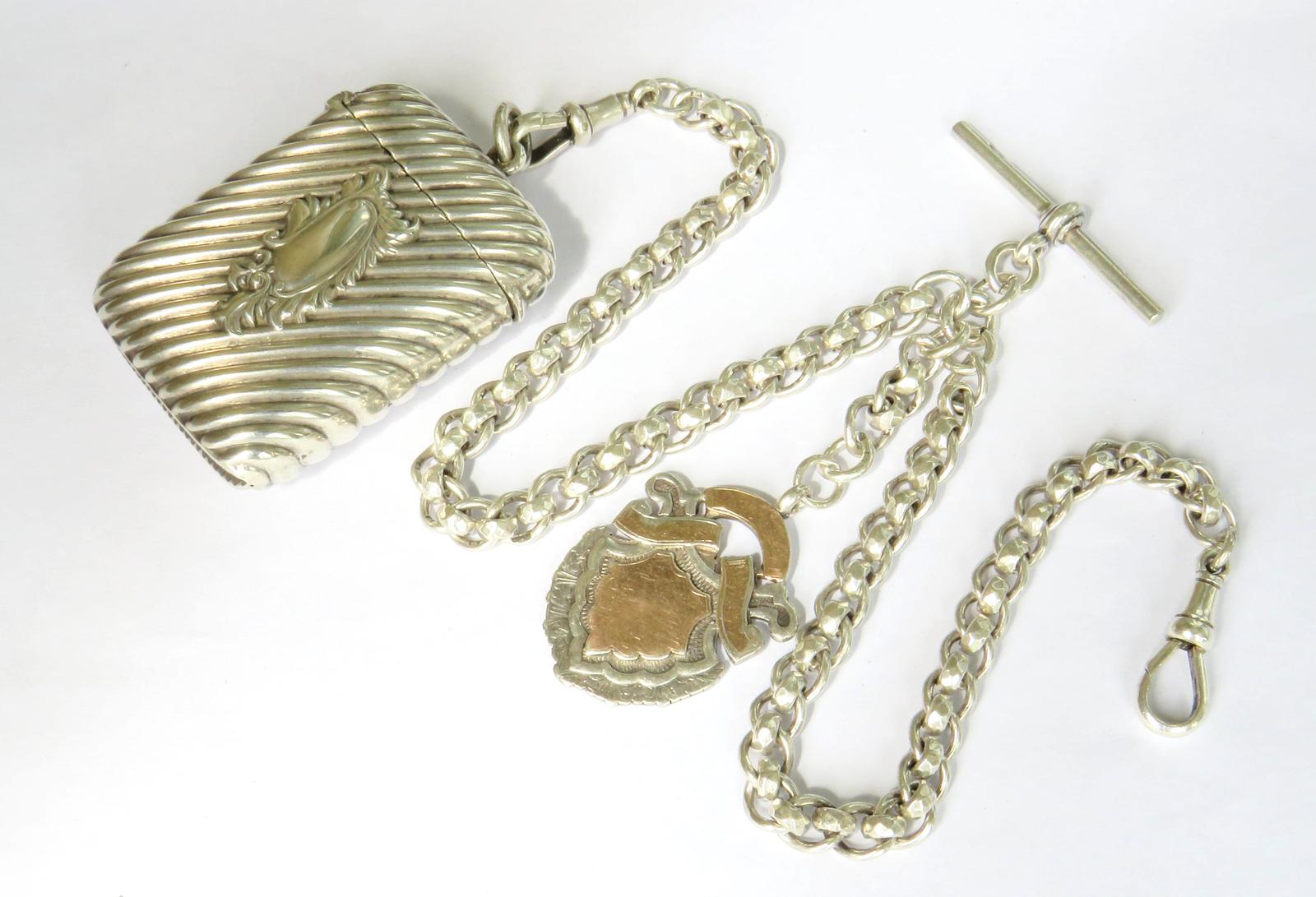 Silver Watch Albert & Victorian Silver Vesta (1 of 4)