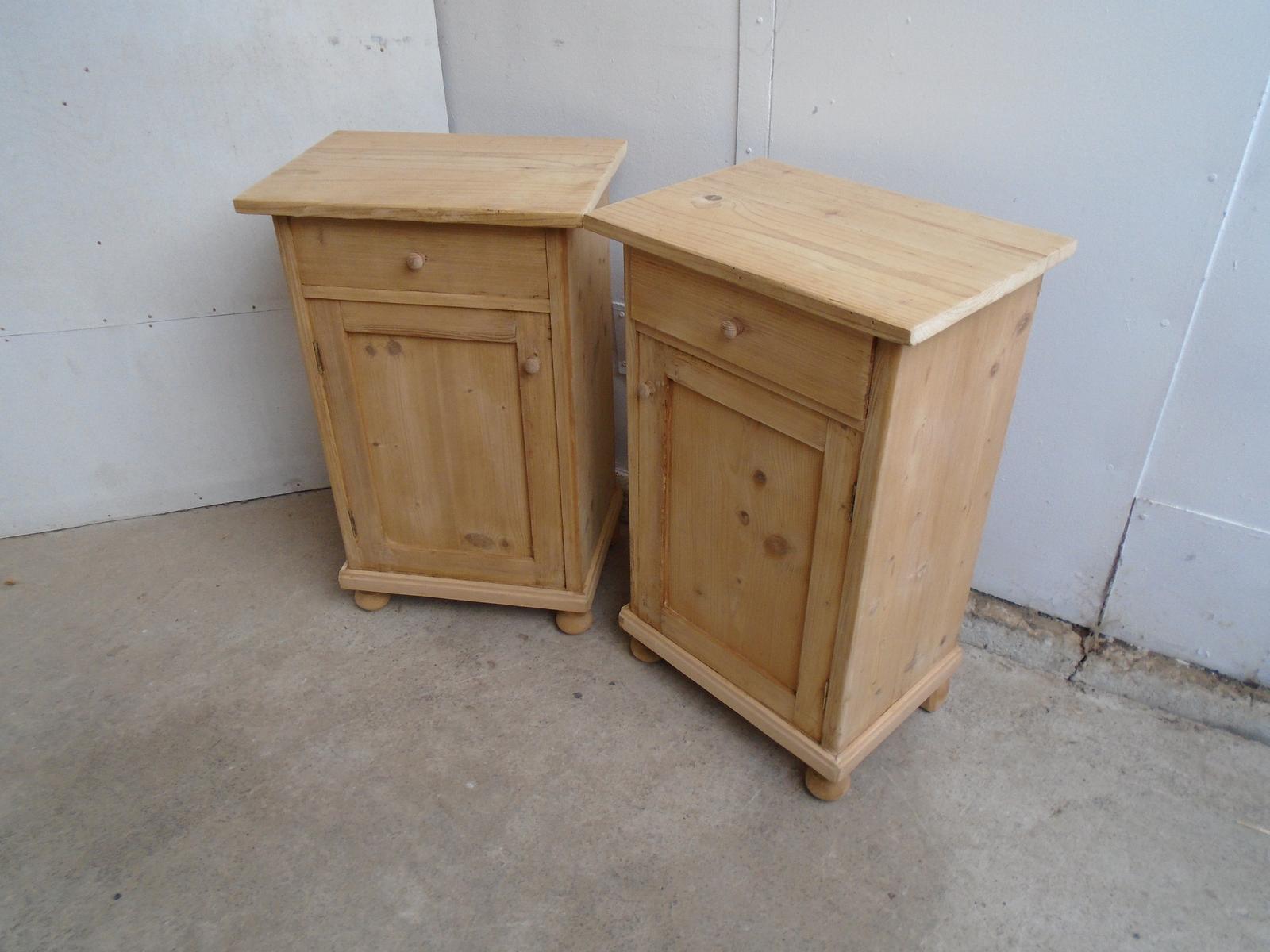 Wide Pair of Victorian Antique Pine Bedside to wax / paint