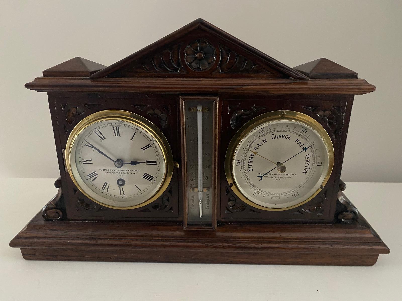 Clock, Barometer & Thermometer by Thomas Armstrong & Brother (1 of 4) Clock, Barometer & Thermometer by Thomas Armstrong & Brother (1 of 4)