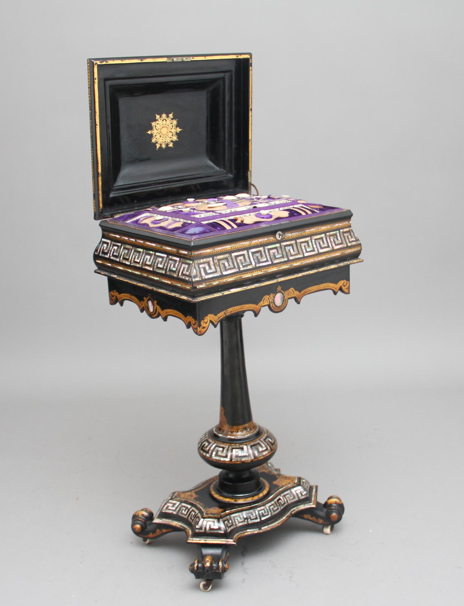 19th Century papier-mache work table (1 of 14)