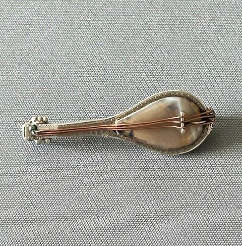 Late Victorian Silver & Agate Mandolin Brooch (1 of 7)