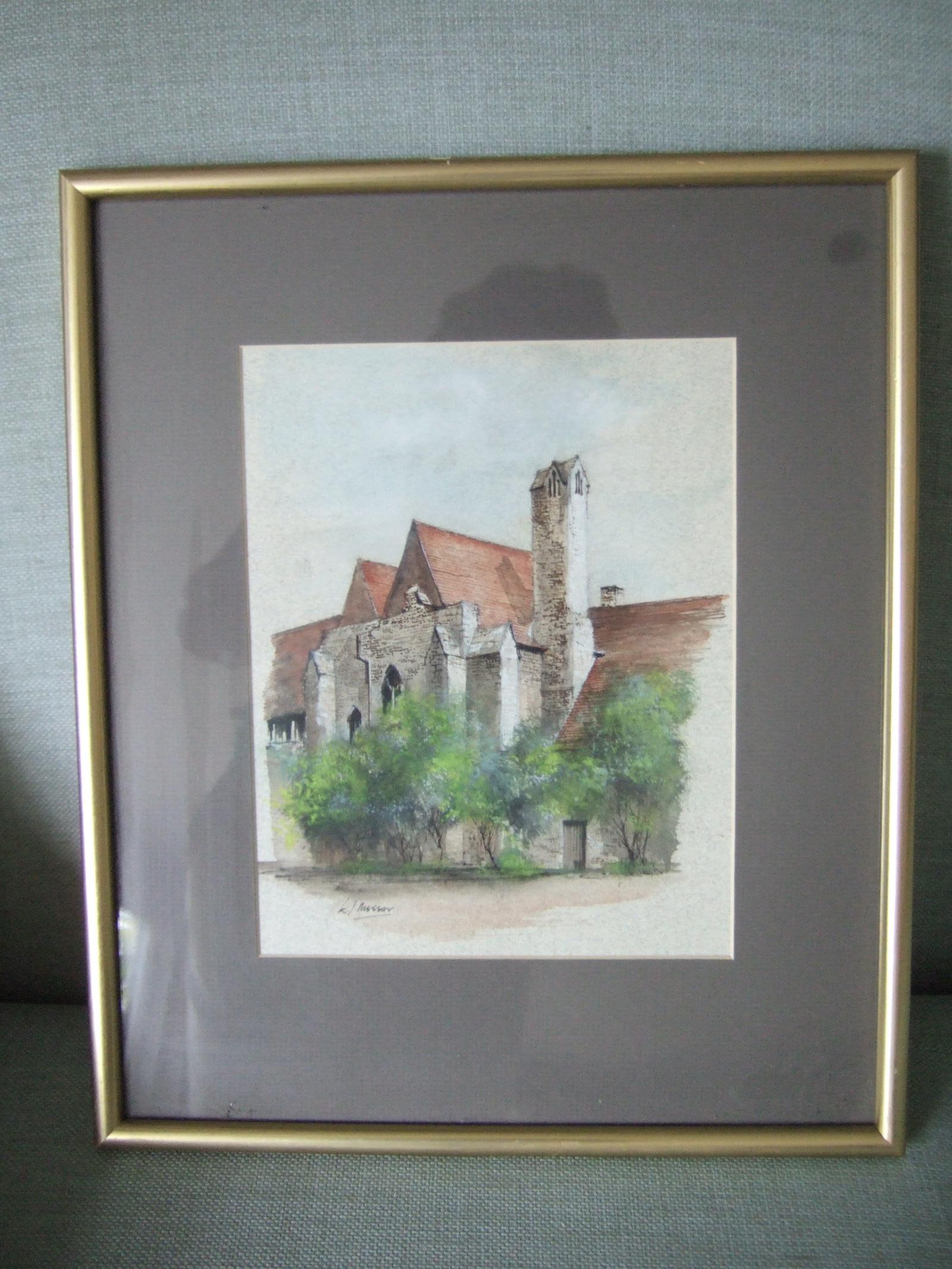 Ken Messer: Watercolour of "The Checker", Abingdon 'Part of the Mediaeval Abbey Buildings' (1 of 4) Ken Messer: Watercolour of "The Checker", Abingdon 'Part of the Mediaeval Abbey Buildings' (1 of 4)