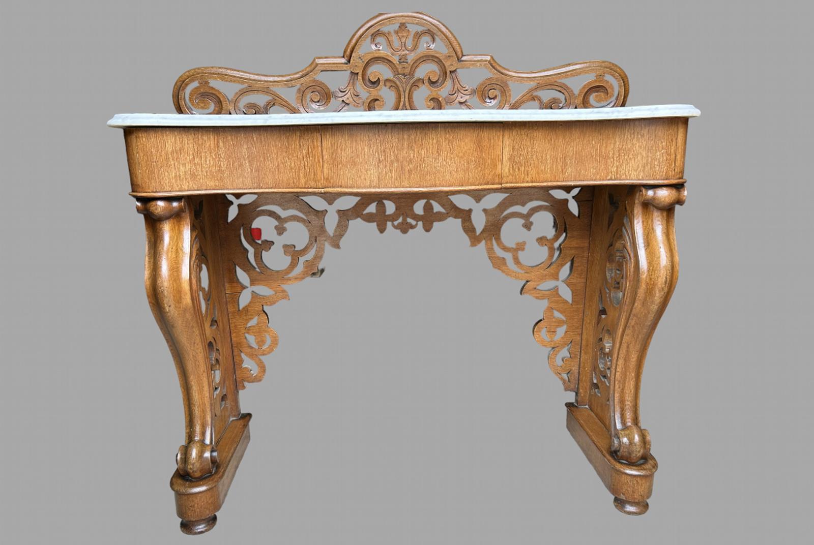 19th Century Marble Topped Mahogany Console Table (1 of 7)