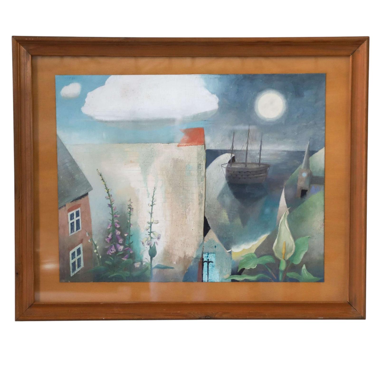 Painting: ‘Garden by the Sea’ 1991 by Keith Purser - Oil & Mixed Media on card (1 of 12)