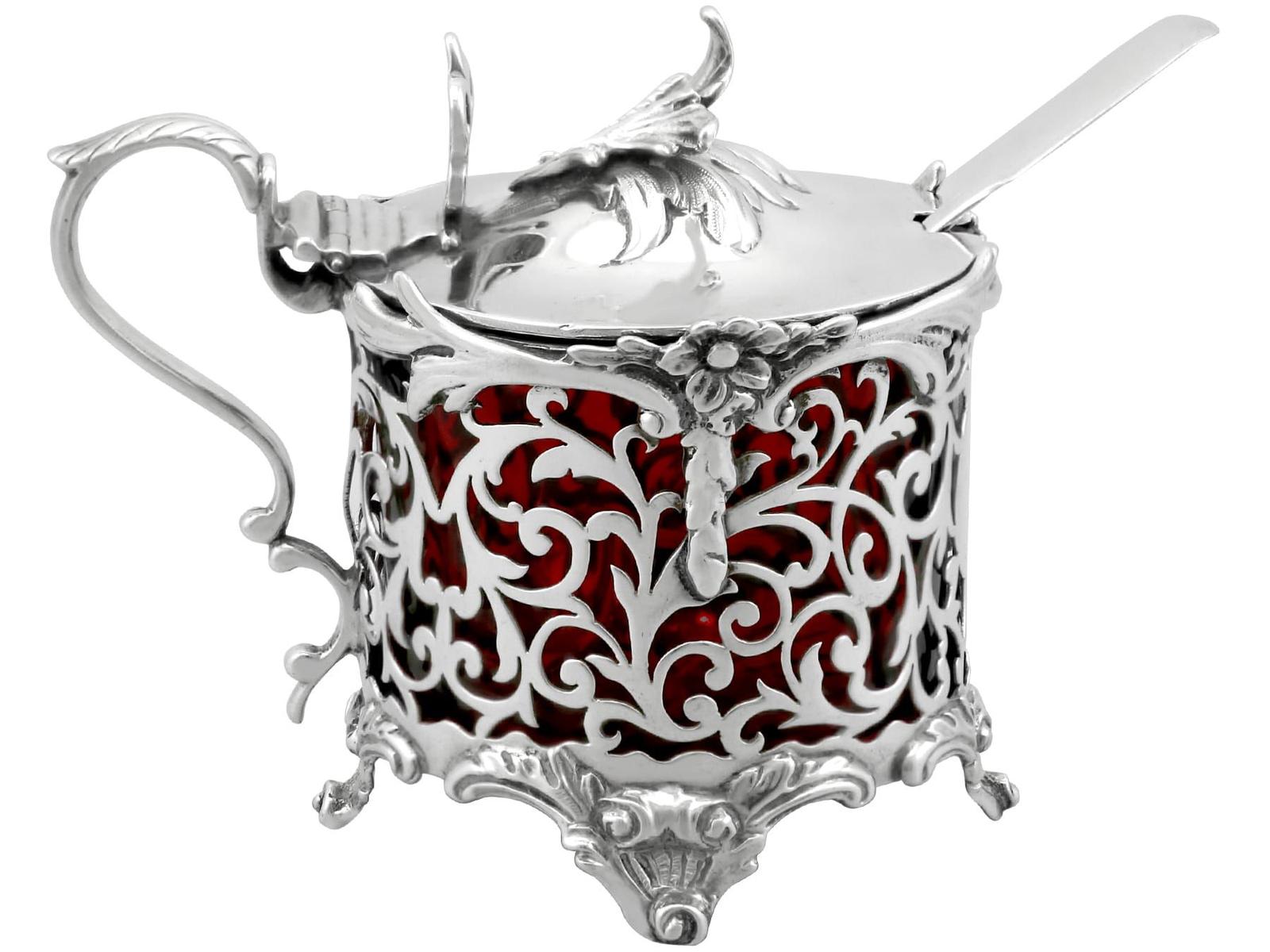 Antique Victorian Sterling Silver Mustard Pot (1884) (1 of 14)
