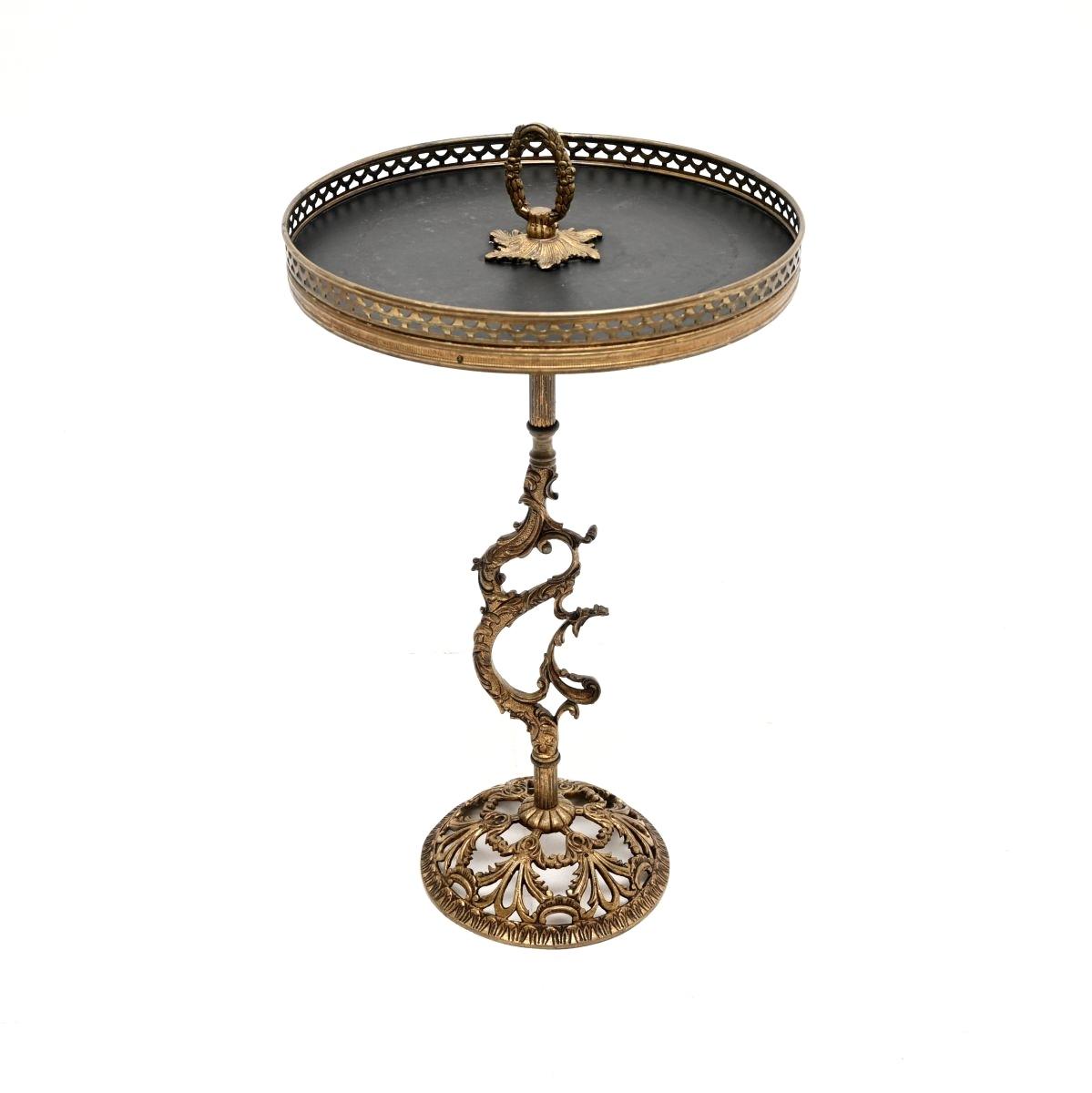 Antique French Brass & Leather Side Table (1 of 7) Antique French Brass & Leather Side Table (1 of 7)