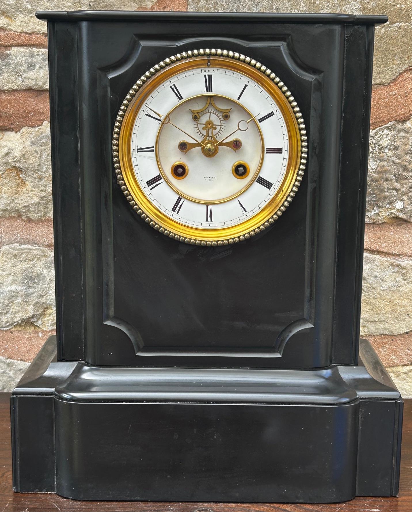Impressive Antique French Slate Striking Mantel Clock by Henry Marc (1 of 12)