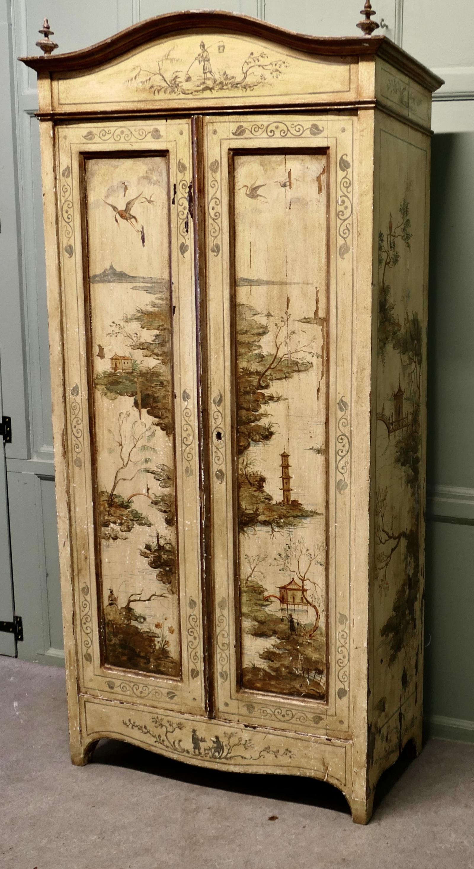 Antique Painted Chinoiserie Lacquer Cupboard Decorated with Outdoor Scenes (1 of 8) Antique Painted Chinoiserie Lacquer Cupboard Decorated with Outdoor Scenes (1 of 8)