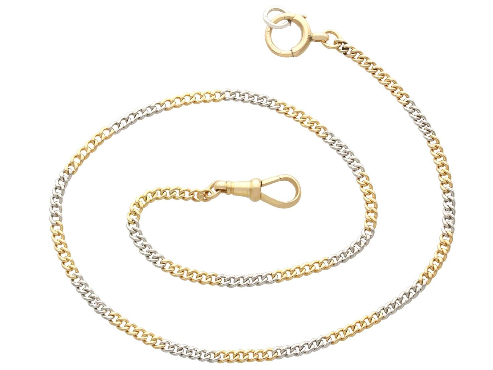 Antique 18ct Yellow Gold & Platinum Ladies Fob Watch Chain c.1910 (1 of 11)
