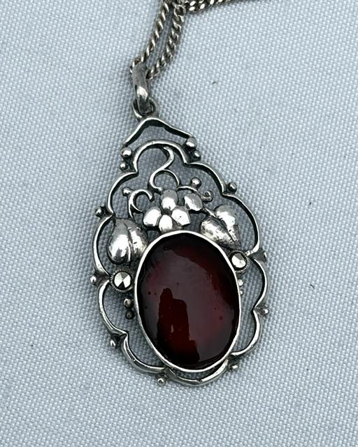German Jugendstil Silver & Carnelian Pendant Necklace (1 of 7) German Jugendstil Silver & Carnelian Pendant Necklace (1 of 7)