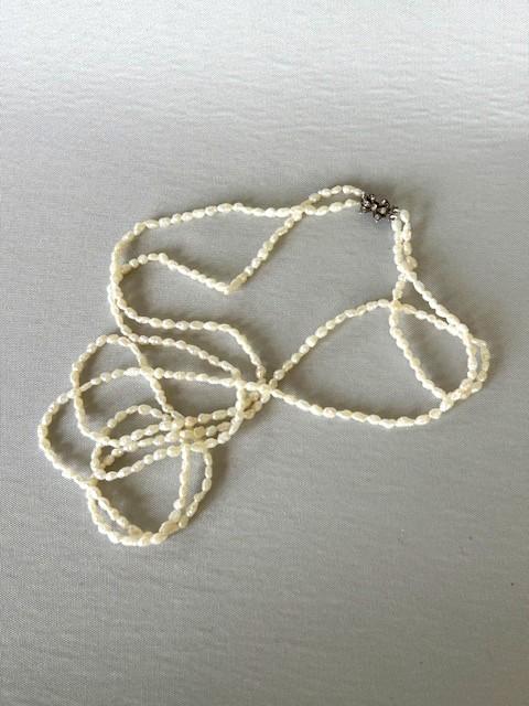 Knoll & Pregizer Double Strand of Rice Pearls with Silver Clasp (1 of 6)