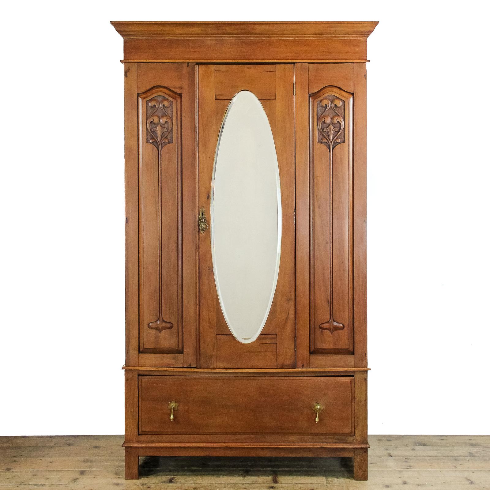 Antique Edwardian Art Nouveau Mirror Wardrobe (1 of 10)