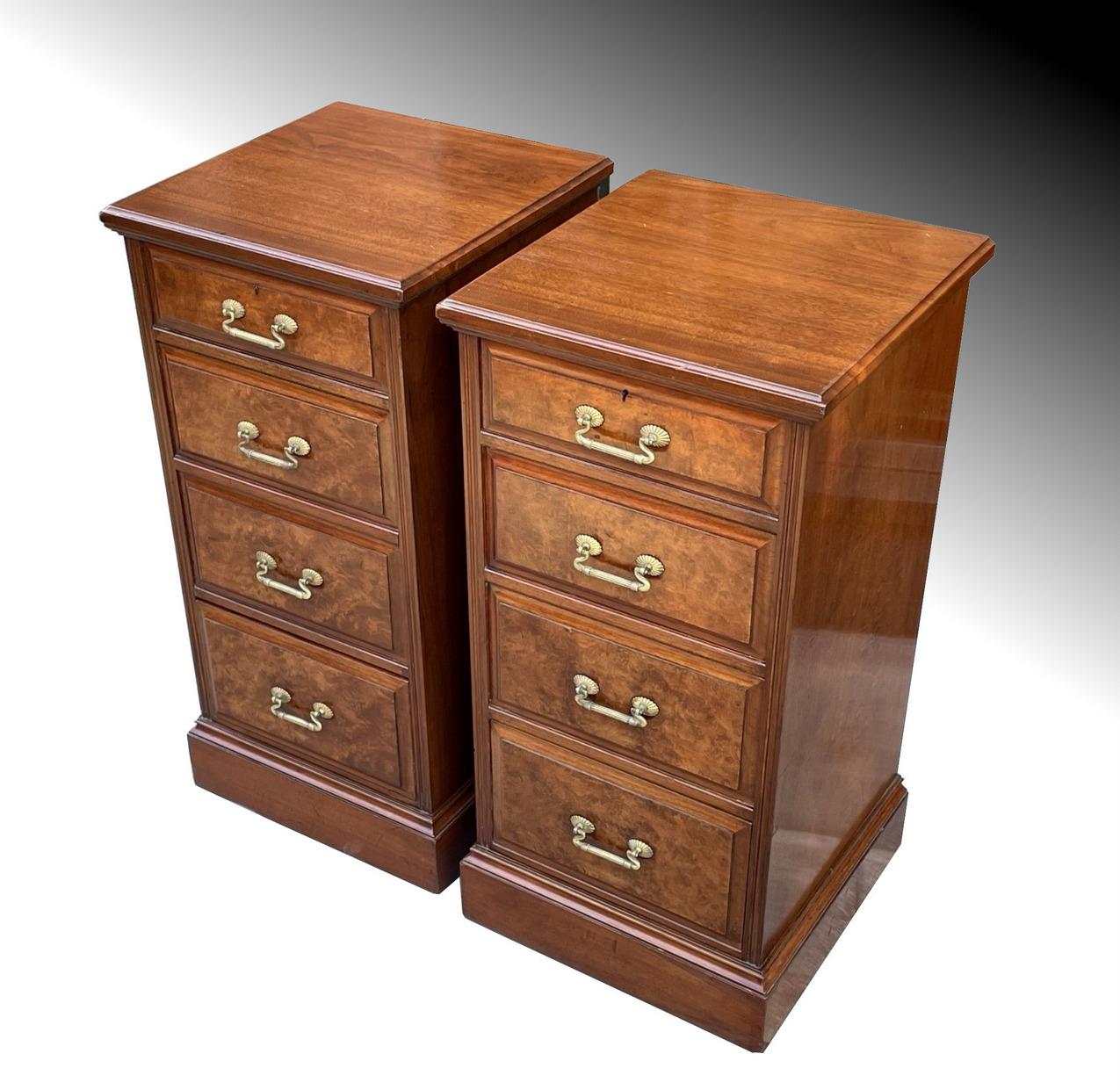 Antique Pair of Scottish Burr Walnut Victorian Bedside Lockers by J T Scott (1 of 5)