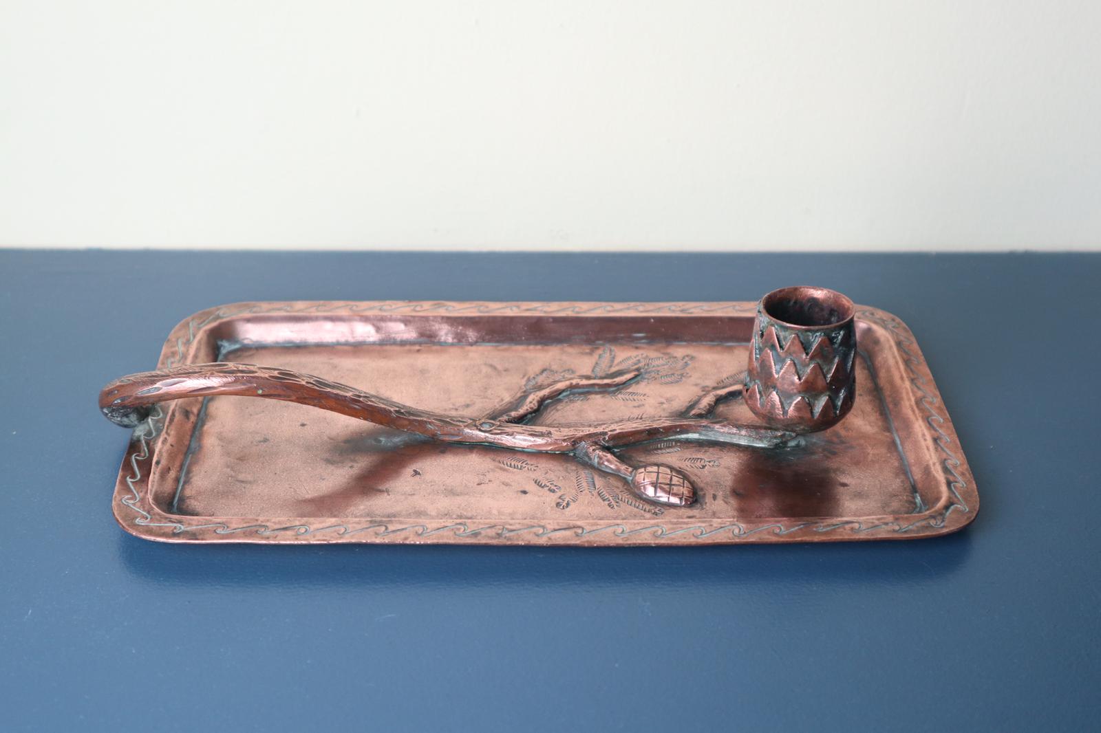 Arts & Crafts / Art Nouveau, Jugendstil Copper Pine Cone & Branch Candle holder c.1910 (1 of 28)