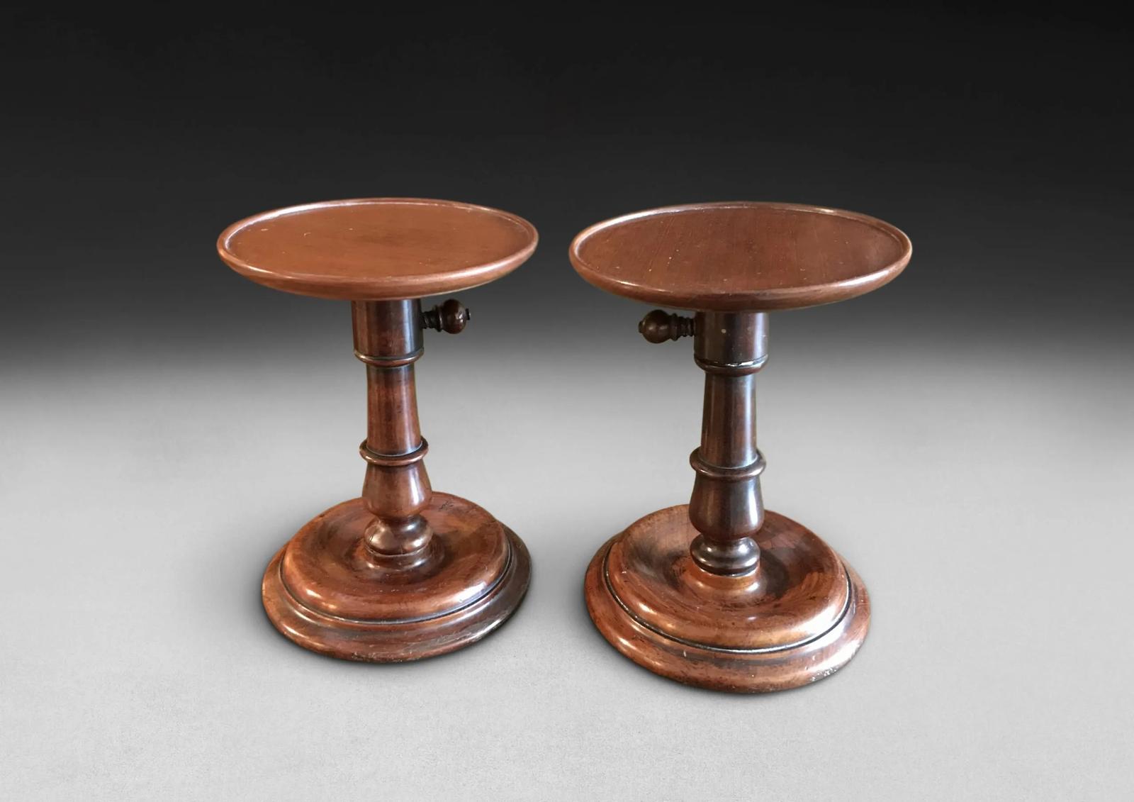 Pair of Georgian Mahogany Adjustable Candle Stands (1 of 2)