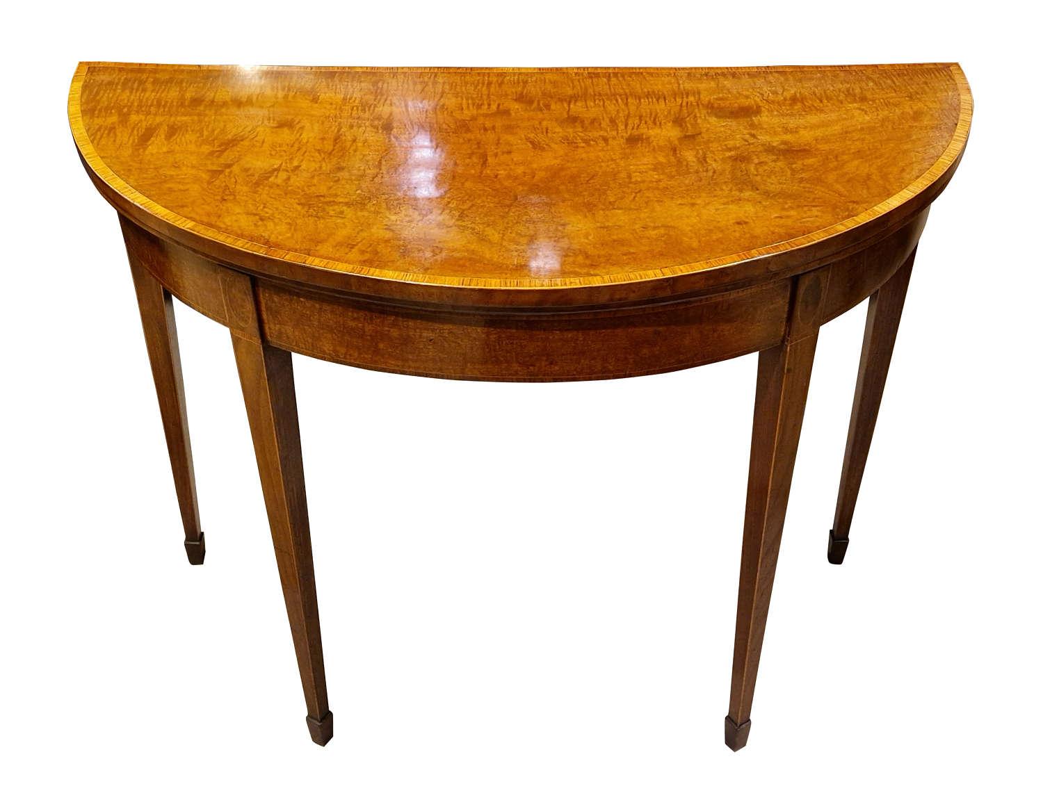 George III Fiddleback Mahogany Demi Lune Card Table (1 of 5) George III Fiddleback Mahogany Demi Lune Card Table (1 of 5)