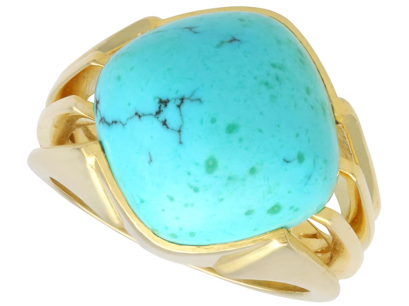 Vintage 12.22ct Turquoise and 18ct Yellow Gold Ring Circa 1950 (1 of 12)