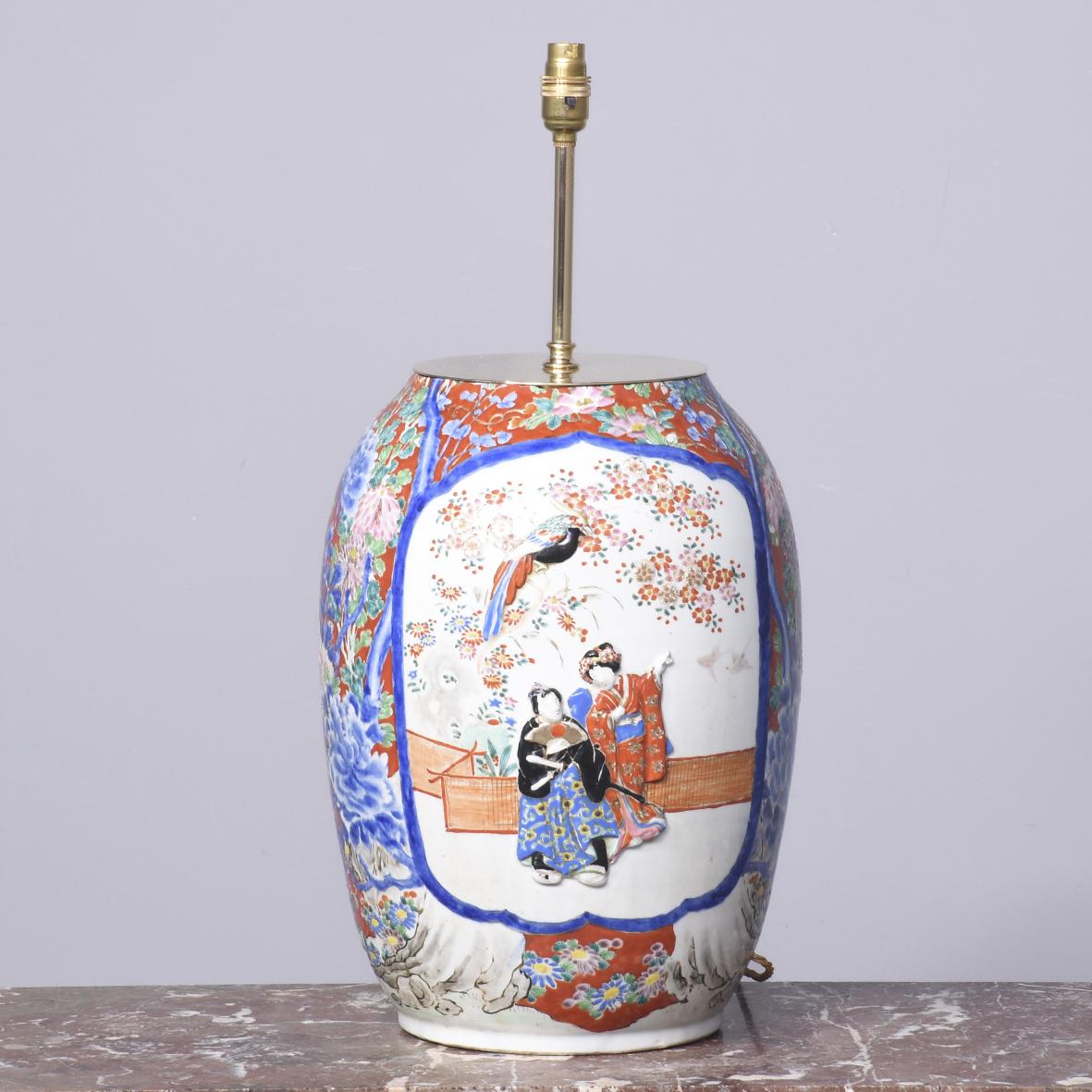 Large Imari Meiji Period Vase Converted to a Lamp (1 of 10)