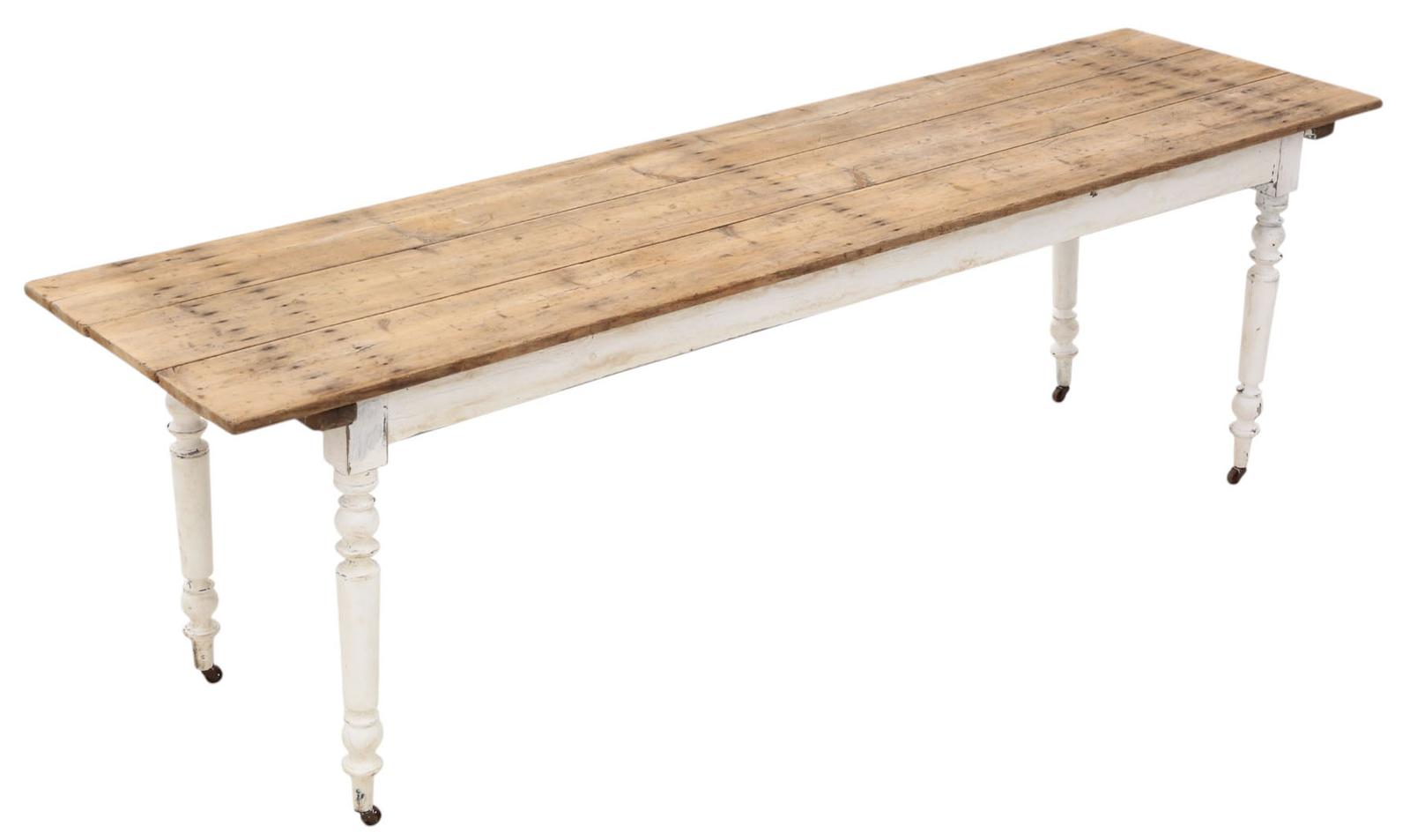 Antique Large Long Pine Refectory Dining Table – Kitchen Farmhouse Table c.1900 (1 of 10)