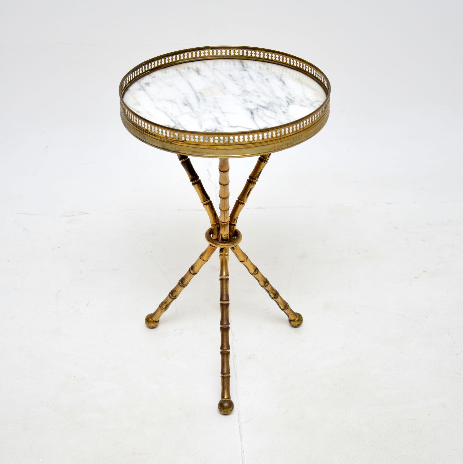 1950's Vintage Solid Brass & Marble Faux Bamboo Side Table (1 of 8) 1950's Vintage Solid Brass & Marble Faux Bamboo Side Table (1 of 8)