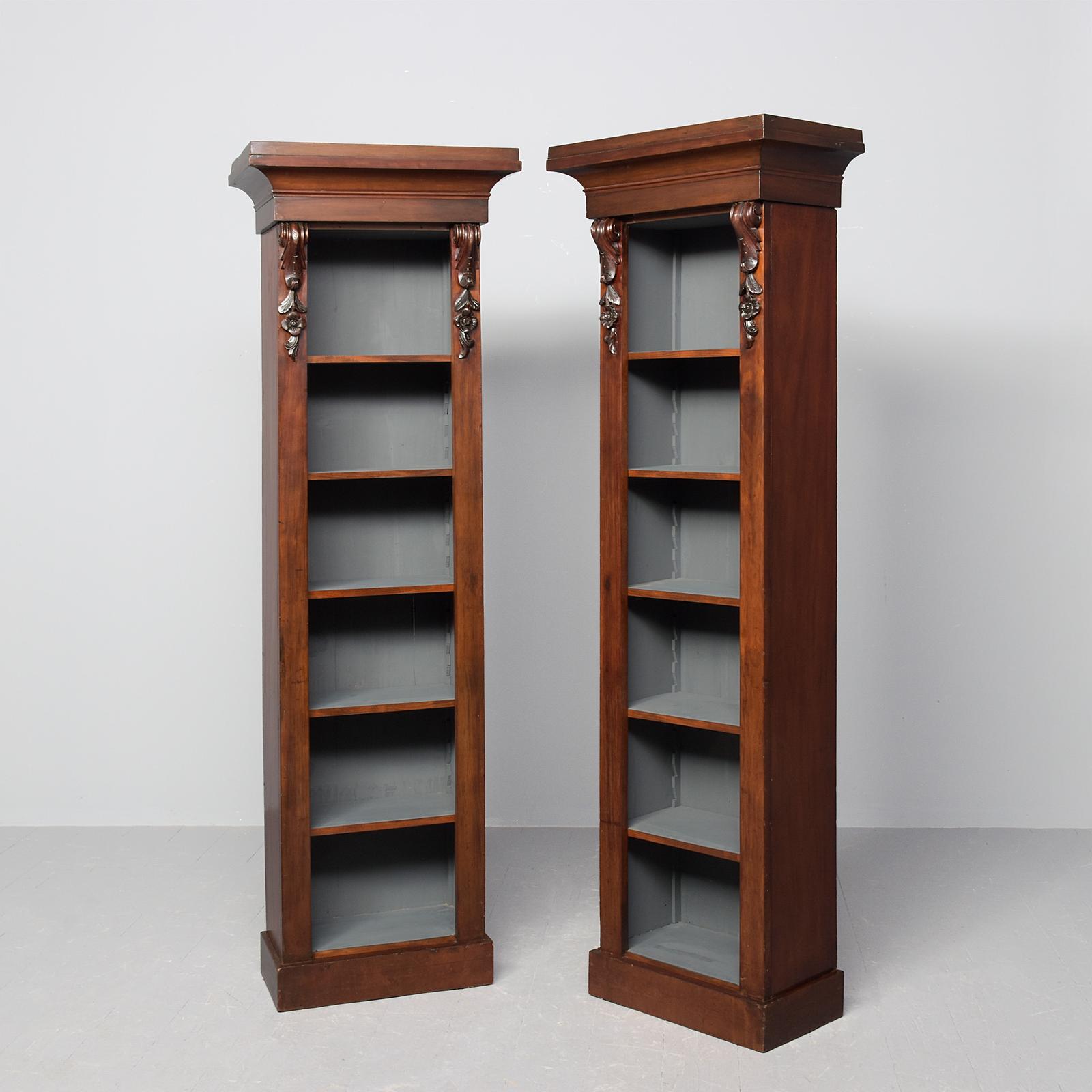 Pair of Mid Victorian Slim, Tall Open Bookcases with 5 Adjustable Shelves (1 of 9) Pair of Mid Victorian Slim, Tall Open Bookcases with 5 Adjustable Shelves (1 of 9)