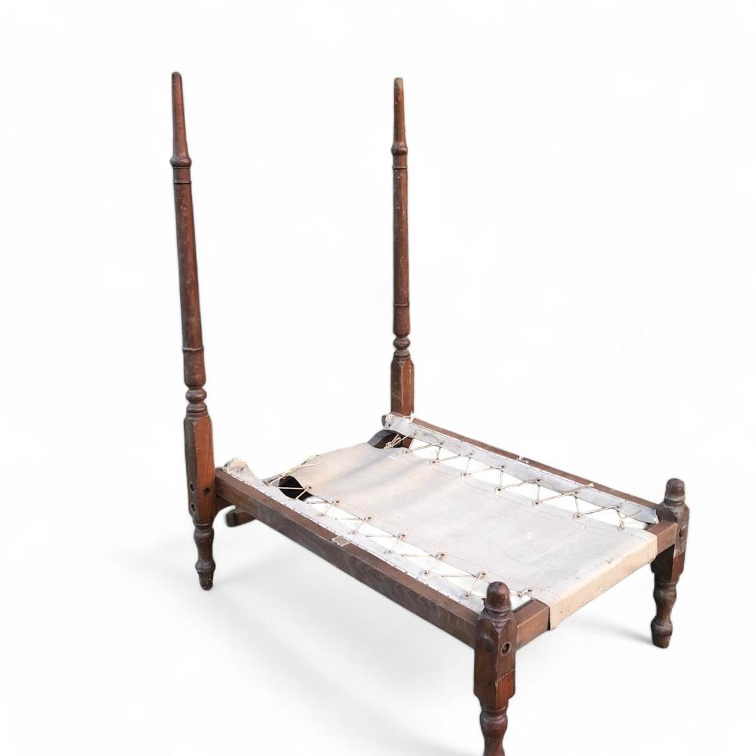 Antique Oak & Canvas Folding Field Bed 1910s (1 of 10)