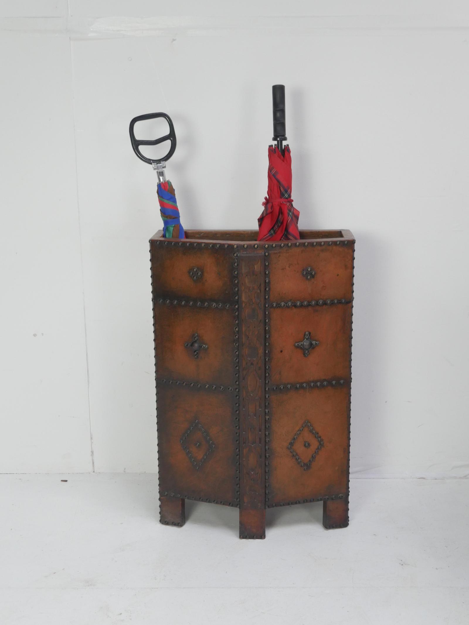 Leather/ Oak  Umbrella Stand (1 of 13)