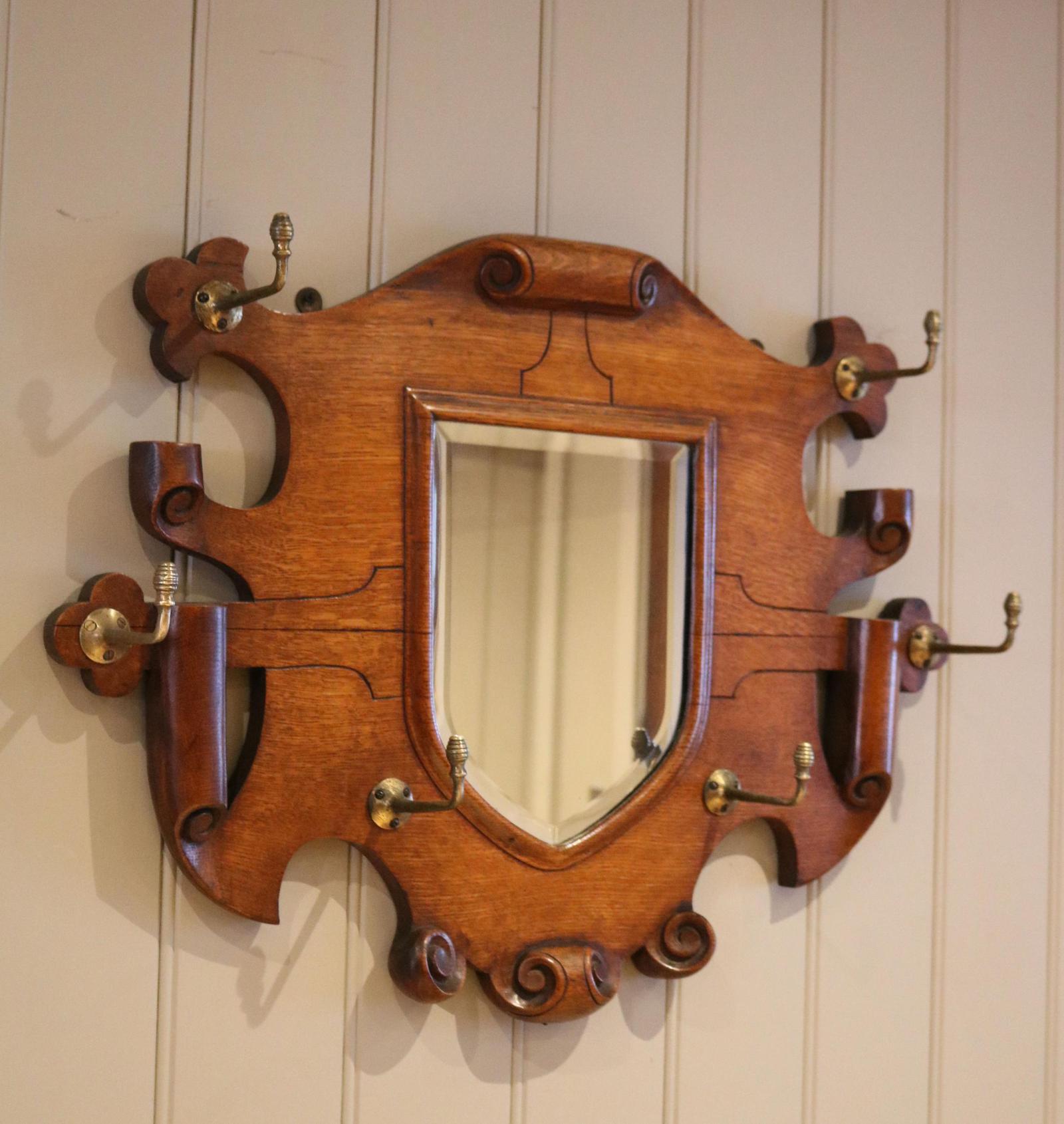 Oak Shield Mirrored Coat Rack (1 of 10) Oak Shield Mirrored Coat Rack (1 of 10)