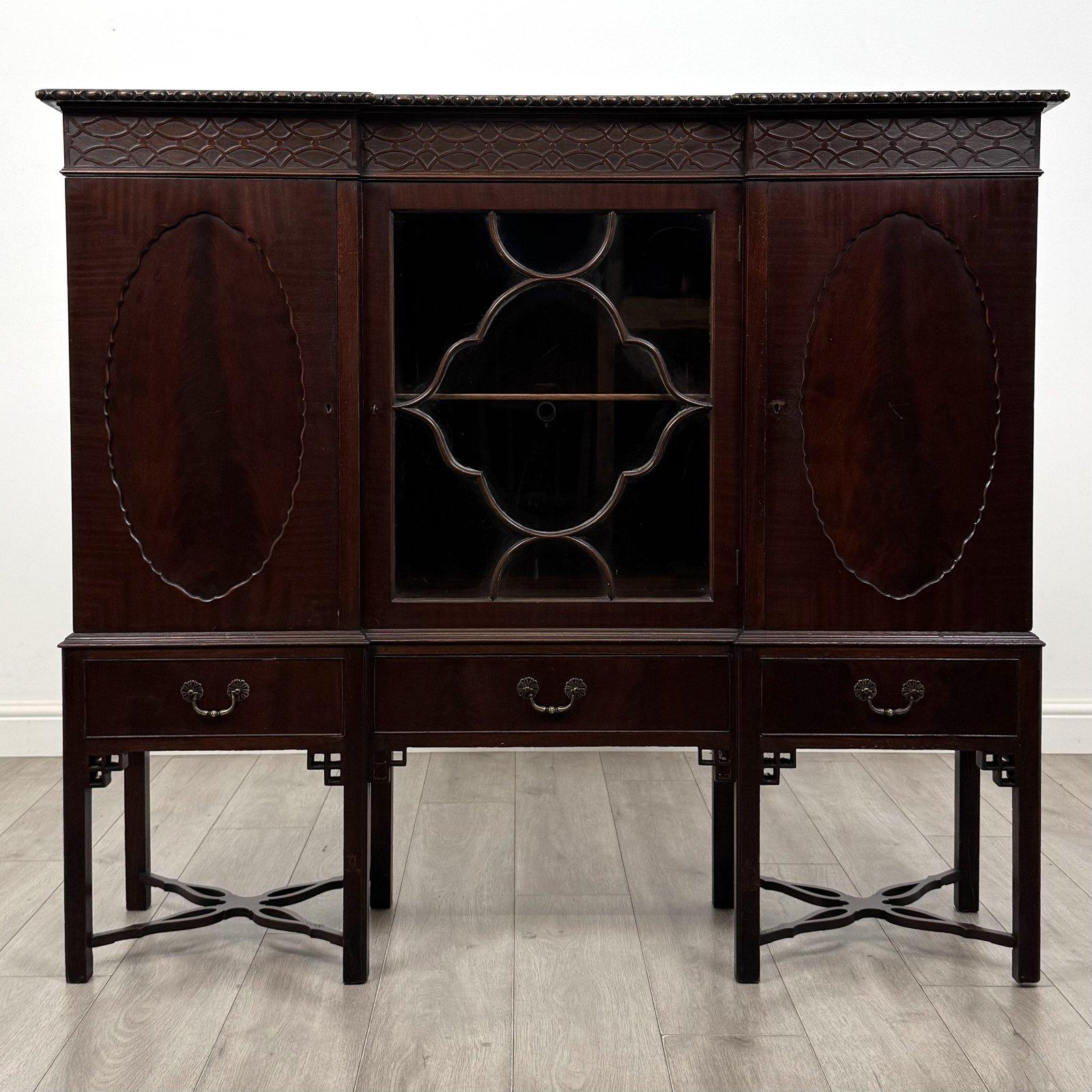 Antique Mahogany Breakfront Cabinet | Edwardian Chippendale Style | AF-6740 (1 of 12) Antique Mahogany Breakfront Cabinet | Edwardian Chippendale Style | AF-6740 (1 of 12)